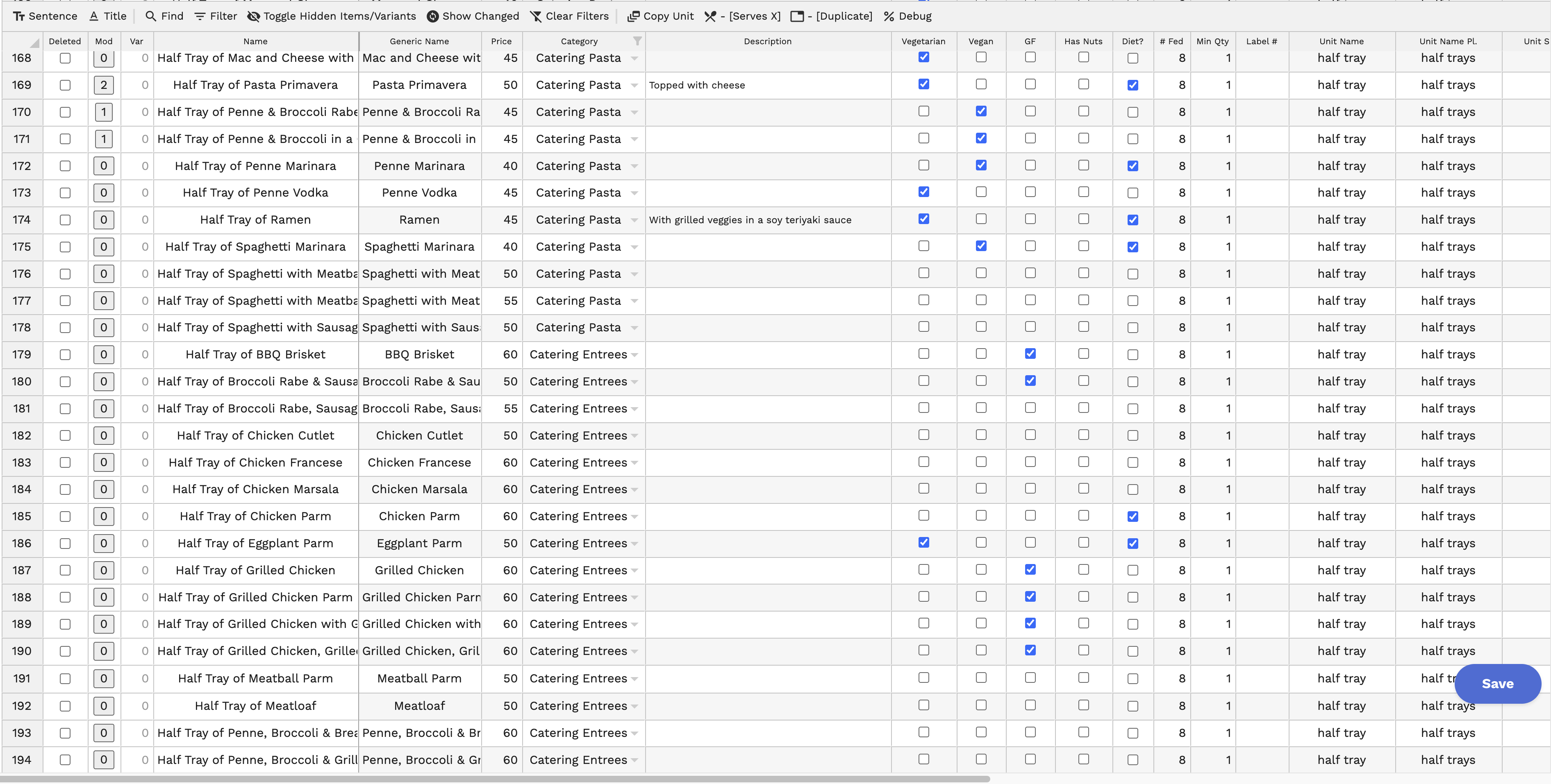 Jspreadsheet Menu Management View