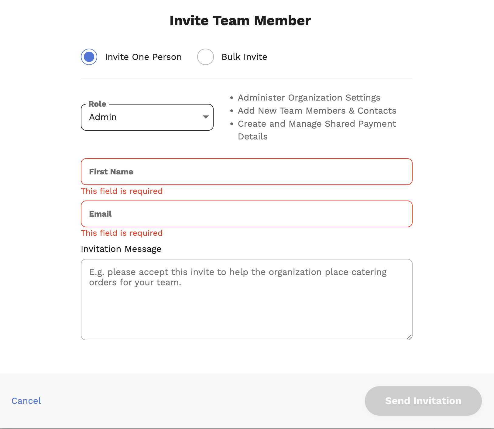 Inviting members one at a time