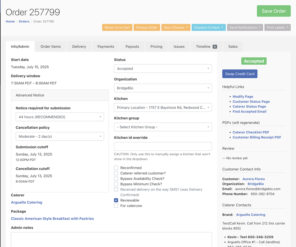 Tabbed interface in Orders admin